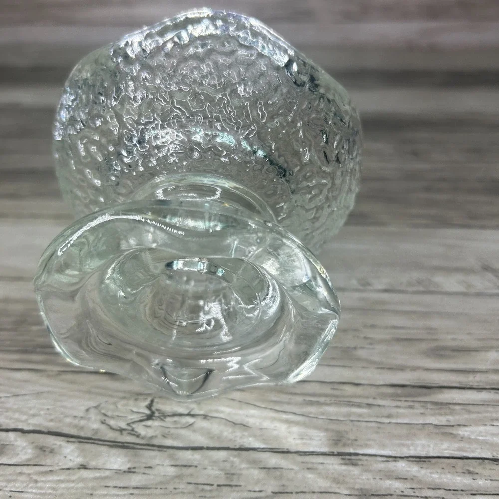 Vintage Anchor Hocking‎ Stax Peddle Glass Candle Holder Pillar Fairy Clear